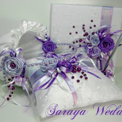 Wedding Guest Book, Flower Girl Basket And Ring..