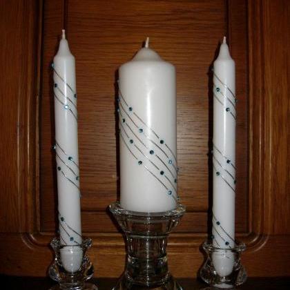 Handmade Wedding Unity Candles With Swarovski..