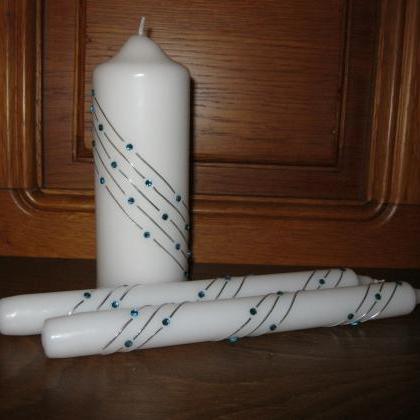Handmade Wedding Unity Candles With Swarovski..
