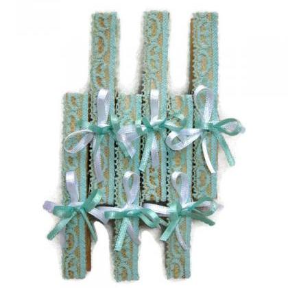 48 Pcs Wedding Wooden Clothes Pins In Turquoise..