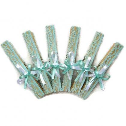 48 Pcs Wedding Wooden Clothes Pins In Turquoise..