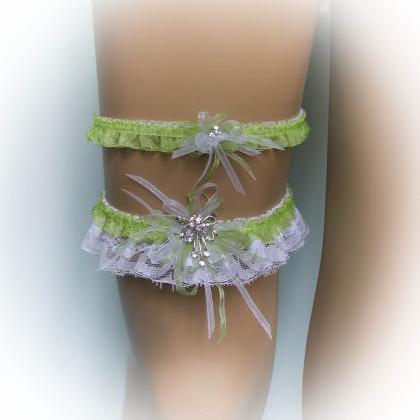 Lace Wedding Garter Set With Crystal Brooch,..
