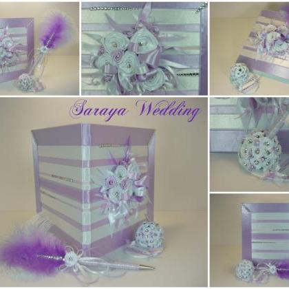 Wedding Guest Book And Pen, Crystals, Personalized..