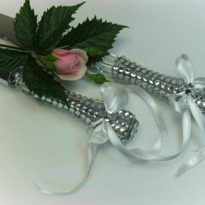 Wedding Cake Knife Set With Swarovski Crystals,..
