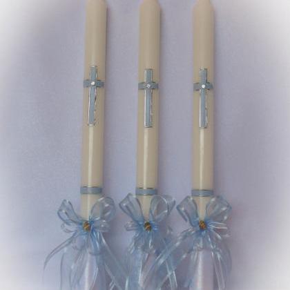 Three Candles For Baptism (christening) - Silk..