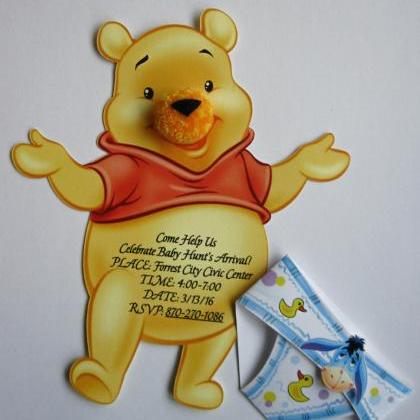 Baby Boy Girl Shower Invitation, Winnie The Pooh..