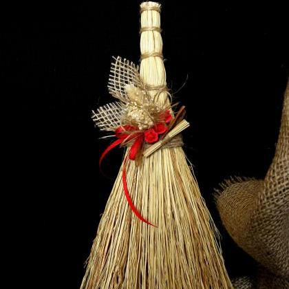 Rustic Wedding Broom Dried Flowers And Roses,..