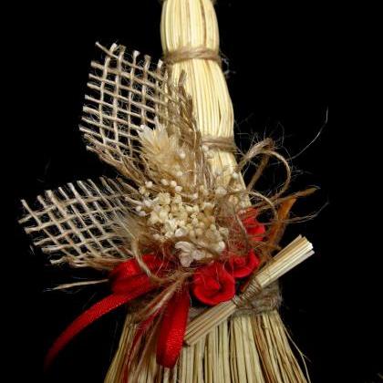 Rustic Wedding Broom Dried Flowers And Roses,..
