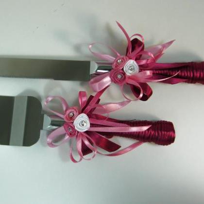 Wedding Cake Knife Set With Roses And Crystals,..