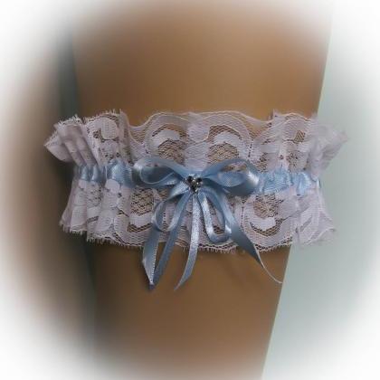 Lace Wedding Garter With Swarovski Crystals, White..