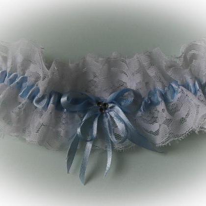 Lace Wedding Garter With Swarovski Crystals, White..