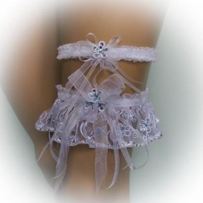 Lace Wedding Garter Set With 500 Swarovski..