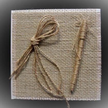 Rustic Wedding Guest Book And Pen, Burlap And..
