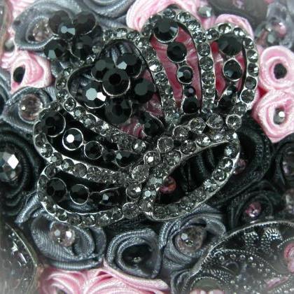 Pink, Black And Grey Wedding Brooch Bouquet,..