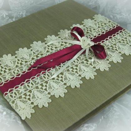 Unique Rustic Wedding Guest Book With Flax,..