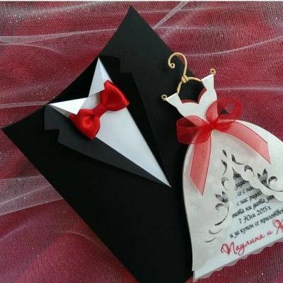 Wedding Invitation Boxes &quot;Groom Suit&quot;, Handmade Bridal Invitation Boxes, Invitation Envelopes, Tuxedo Envelope