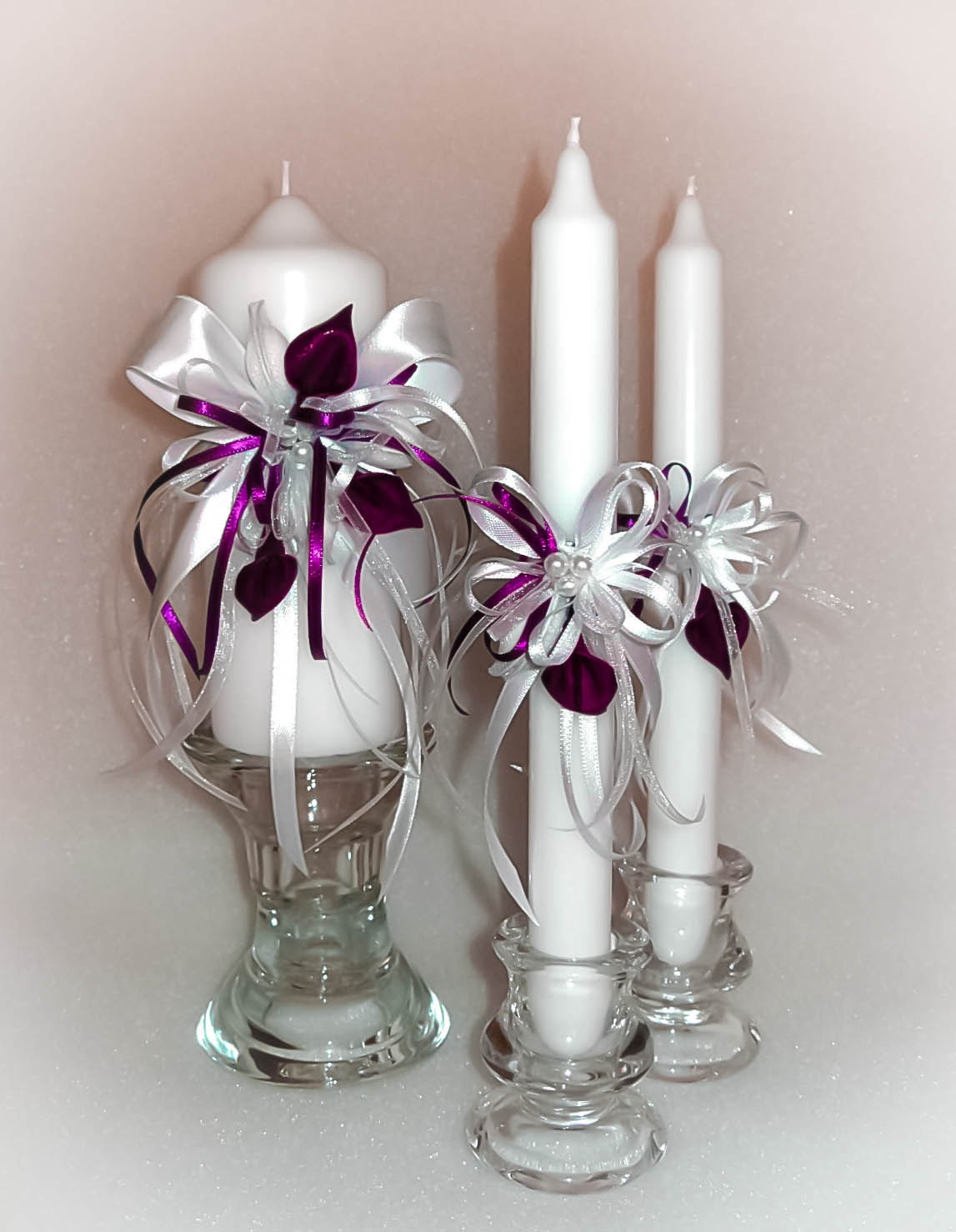 Handmade Wedding Unity Candles "deep Purple Calla Lilies", Pillar Candle, Taper Candles, Personalized Candles, Unity