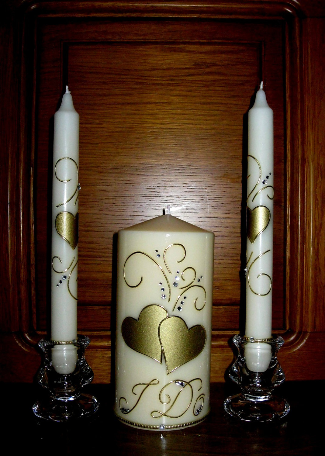 Wedding Unity Candles I Do Handmade Hand Decorated Pillar