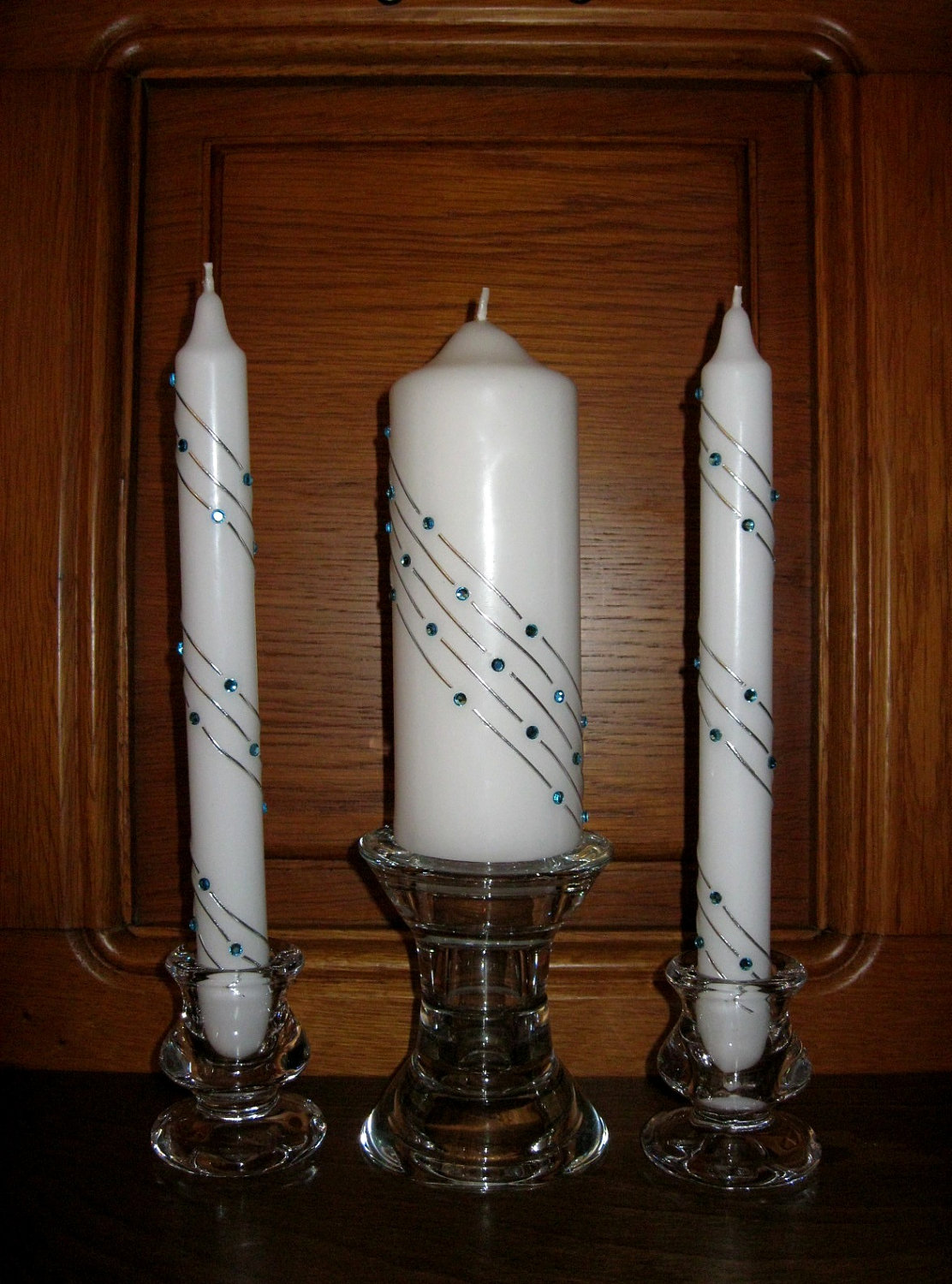 Handmade Wedding Unity Candles With Swarovski Crystals, Pillar Candle, Taper Candles, Personalized Candles, Unity Candle Set