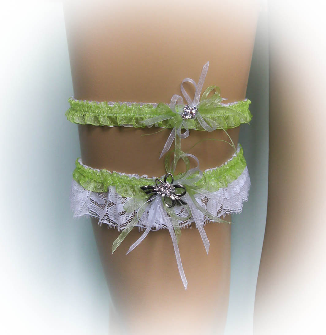Lace Wedding Garter Set With Crystal Brooch, Lime Garter, Bridal Garter Set, Vintage Garter, Stretch Garter, Crystal Garter, Prom Garter