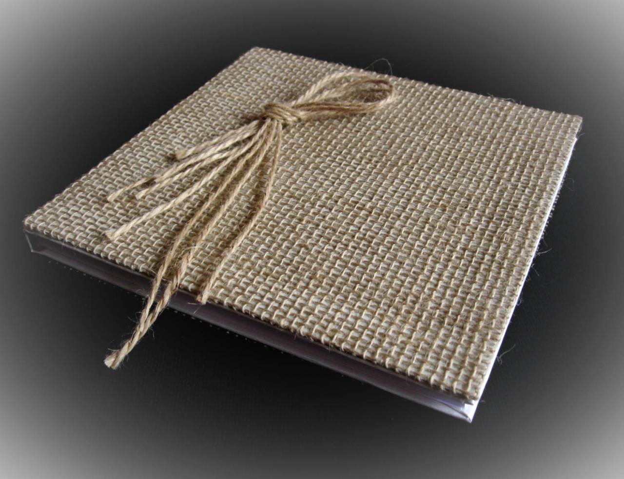 Rustic Wedding Guest Book Burlap And Flax, Personalized Guest Book, Unique Guest Book, Wedding Guestbook, Wedding Sign In Book, Fall Wedding