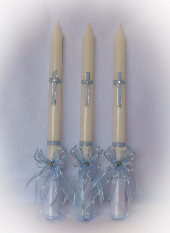 Three Candles For Baptism (christening) - Silk Ribbons