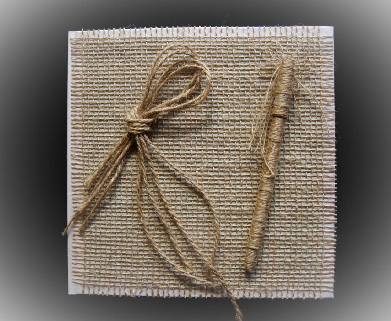 Rustic Wedding Guest Book And Pen, Burlap And Flax, Personalized Guest Book, Wedding Guestbook, Wedding Sign In Book, Country Wedding