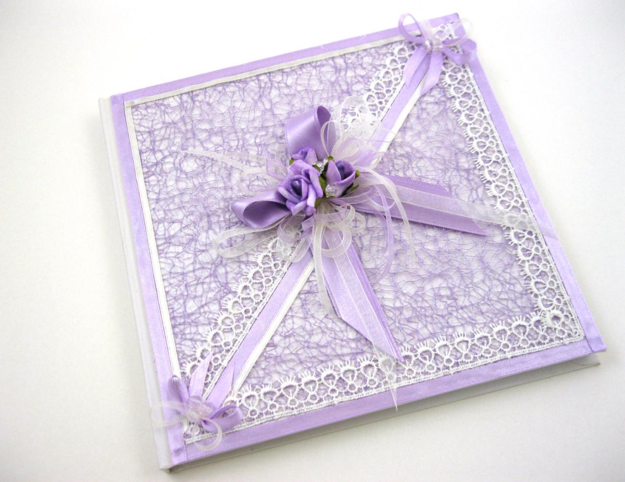 Wedding Guest Book, Personalized Guest Book, Vintage Lace, Satin, Purple Wedding, Wedding Guestbook, Wedding Sign In Book, Winter Wedding